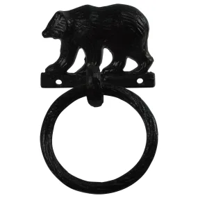 Cast Iron Grizzly Bear Rustic Bath or Kitchen Decor Towel Ring Holder