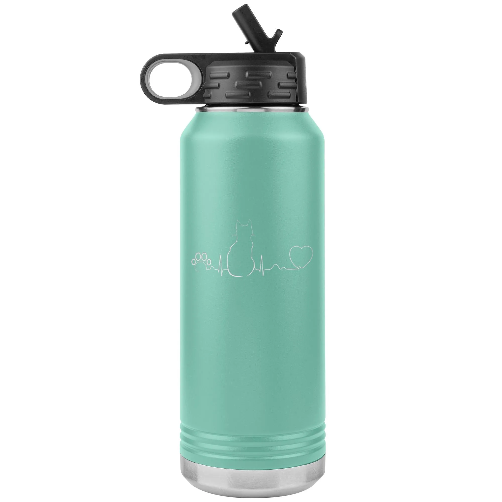 Cat Pulse Water Bottle Tumbler 32 oz