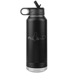 Cat Pulse Water Bottle Tumbler 32 oz