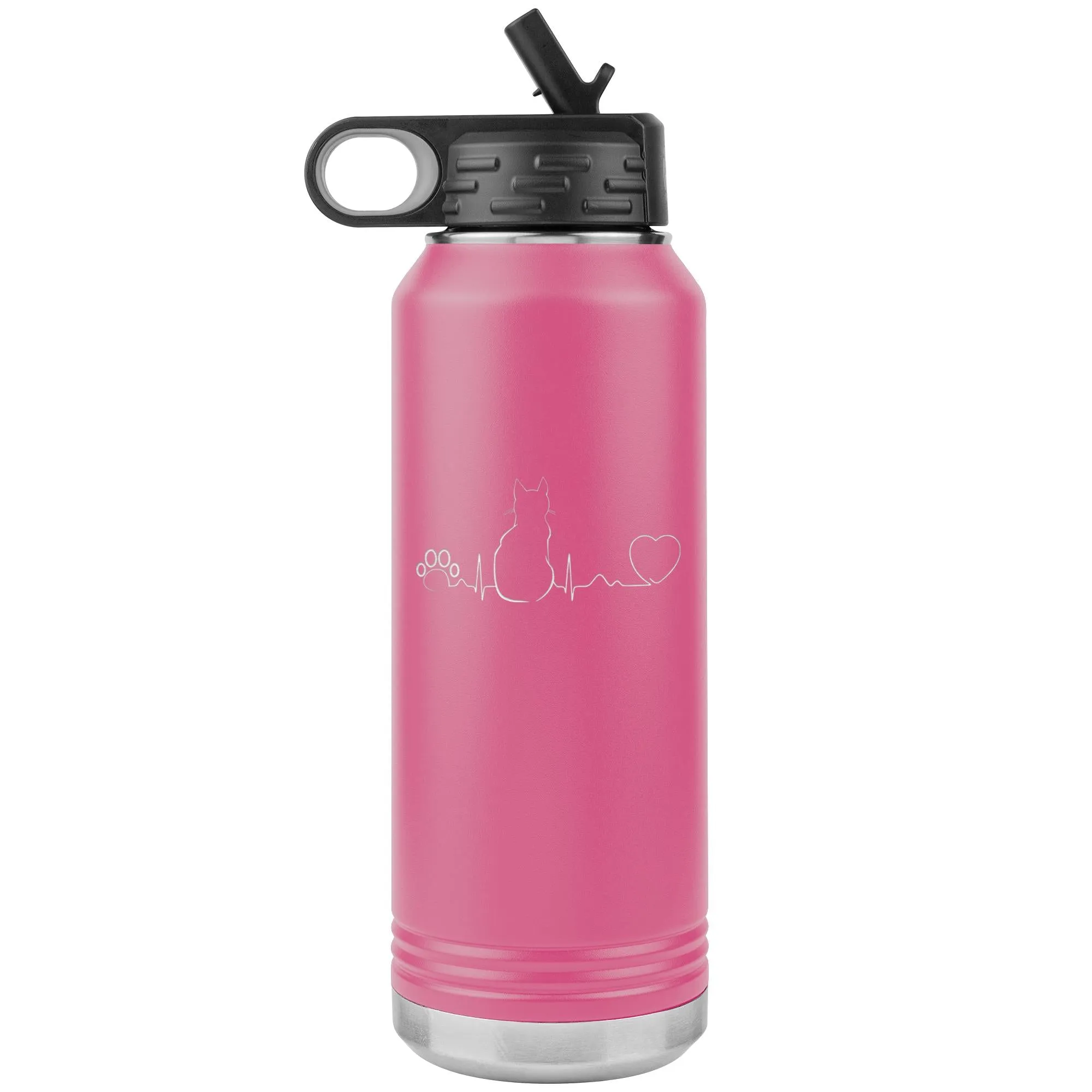 Cat Pulse Water Bottle Tumbler 32 oz