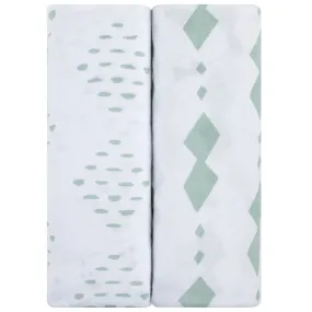 Changing Pad Cover | Cradle Sheet Set - Sage Diamond