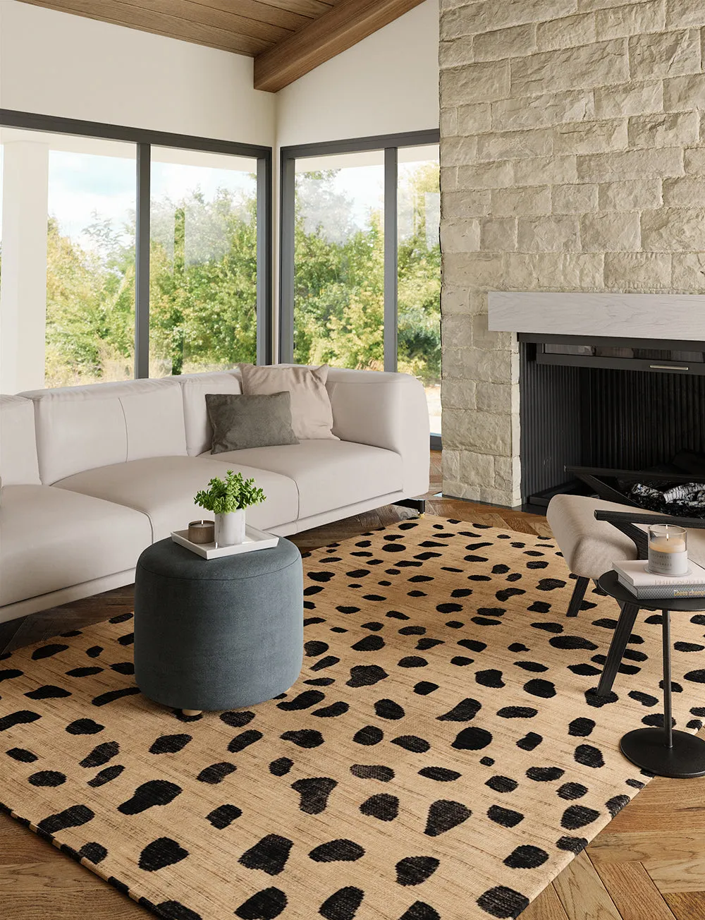 Cheetah Natural Black Rug - Second Love