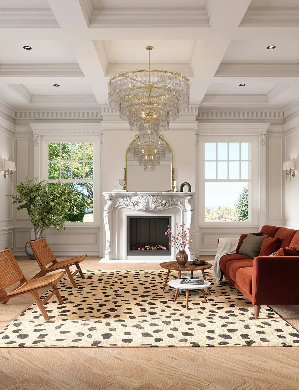 Cheetah Natural Black Rug