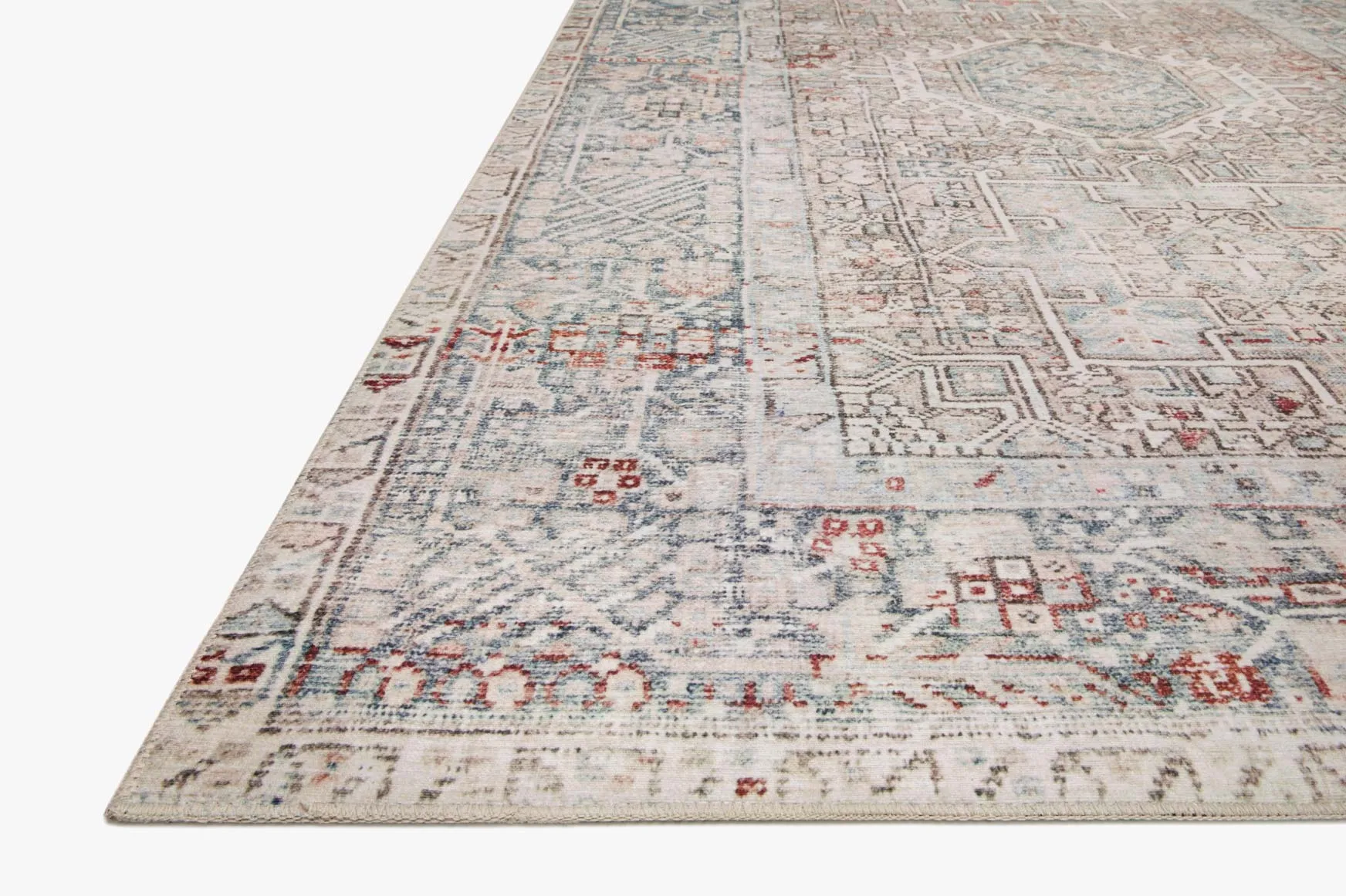 Chris Loves Julia x Loloi Jules Collection - Traditional Power Loomed Rug in Natural & Ocean (JUL-07)