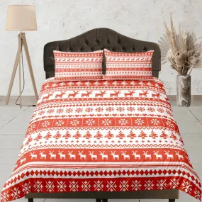 Christmas Gift Red Duvet Cover Pillowcase Bedspread Holiday Gift Bedding Set