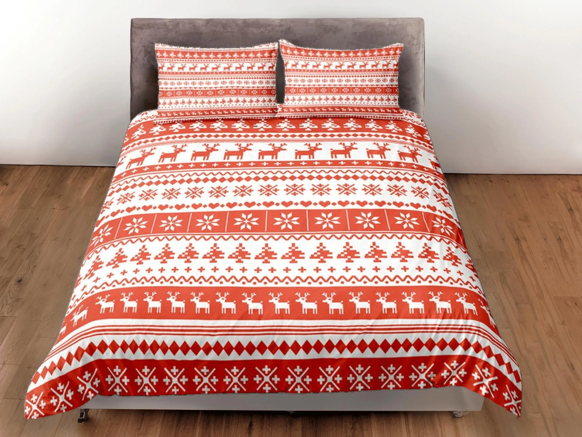 Christmas Gift Red Duvet Cover Pillowcase Bedspread Holiday Gift Bedding Set