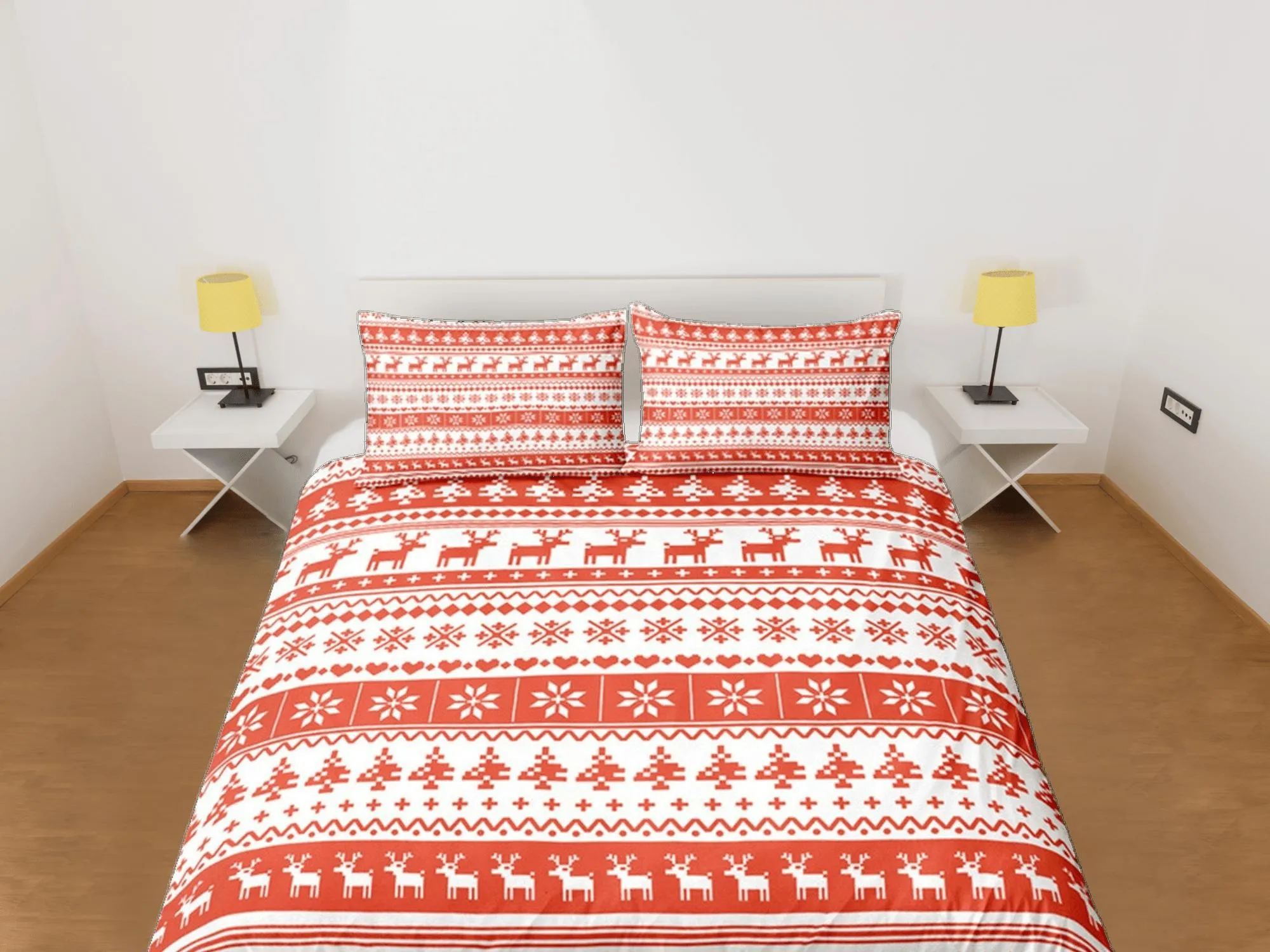 Christmas Gift Red Duvet Cover Pillowcase Bedspread Holiday Gift Bedding Set