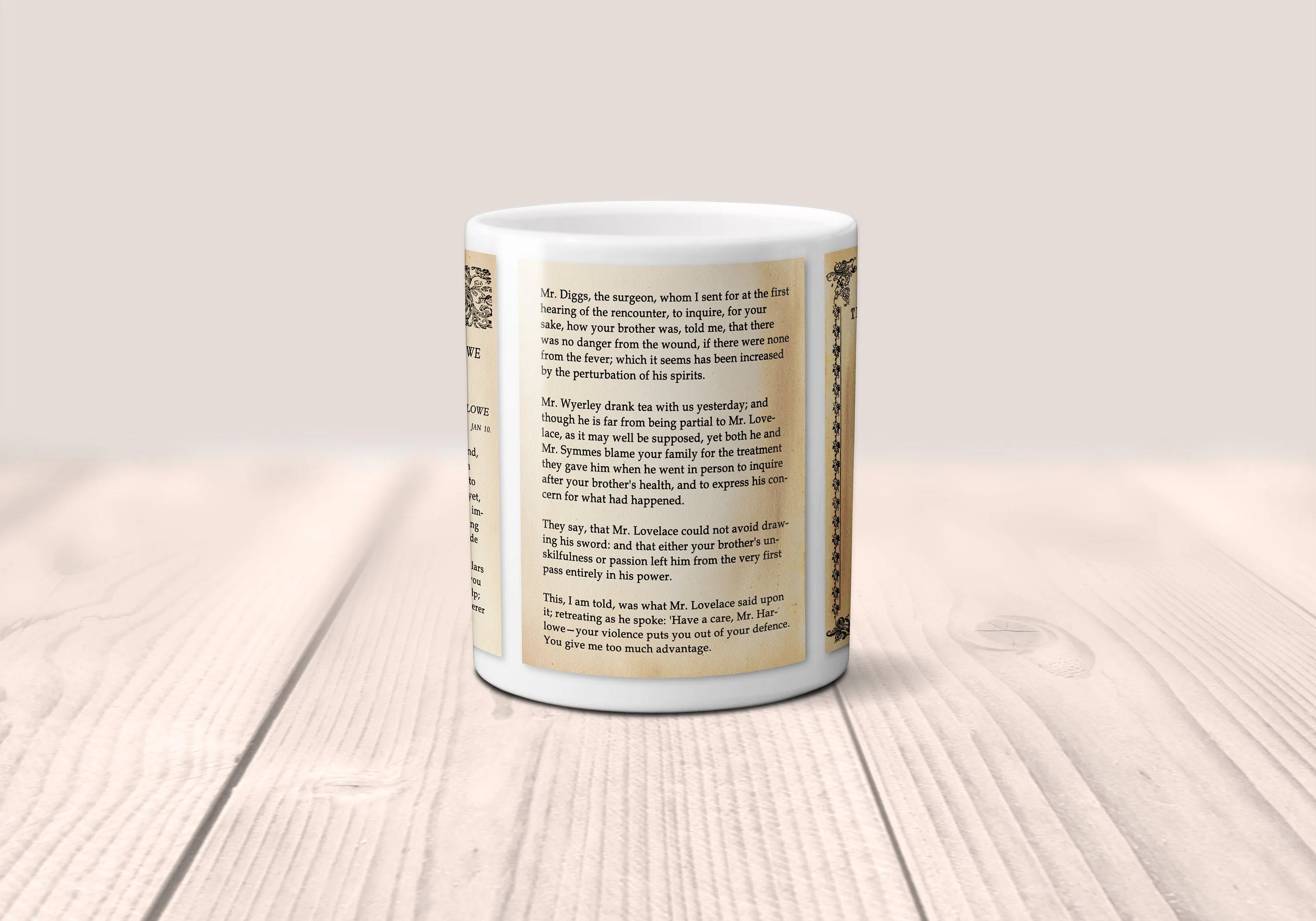 Clarissa, or, the History of a Young Lady by Samuel Richardson Mug. Coffee Mug with Clarissa book pages, Bookish Gift, Literary Mug