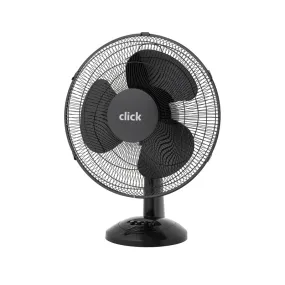 Click Black 40cm 3 Blades Desk Fan / 3 Speed Settings / Adjustable Tilt Head