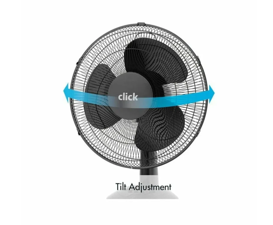 Click Black 40cm 3 Blades Desk Fan / 3 Speed Settings / Adjustable Tilt Head