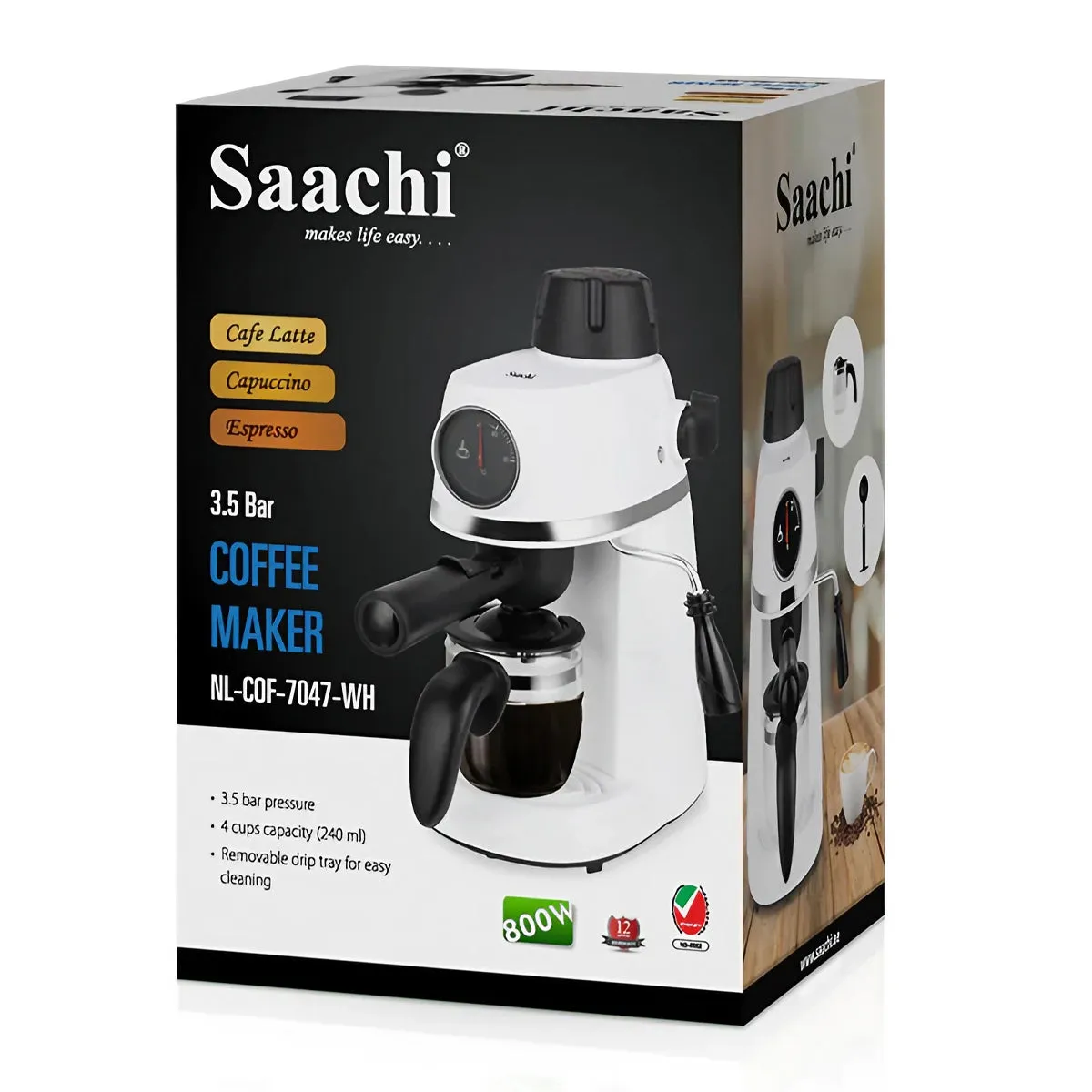 Coffee Maker With 3.5 Bar Pressure 800W