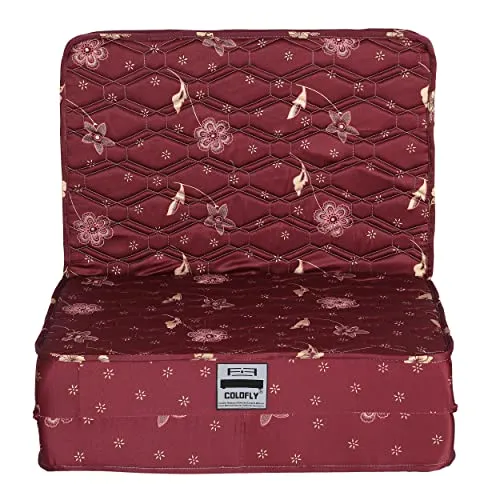 COLOFLY Three Fold 4 inch High Density Soft Bounce PU Foam Mattress Maroon (Single 72x35x4 inch)