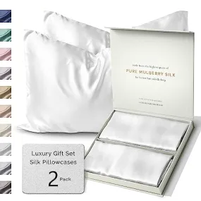 Colorado Home Co 2 Pack Silk Pillowcases King Size Pure White Mulberry Silk