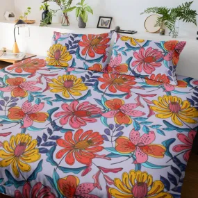 Colorful floral printed boho bedding, maximalist duvet cover, dorm bedding, aesthetic duvet cover set, unique bedspread master bedroom