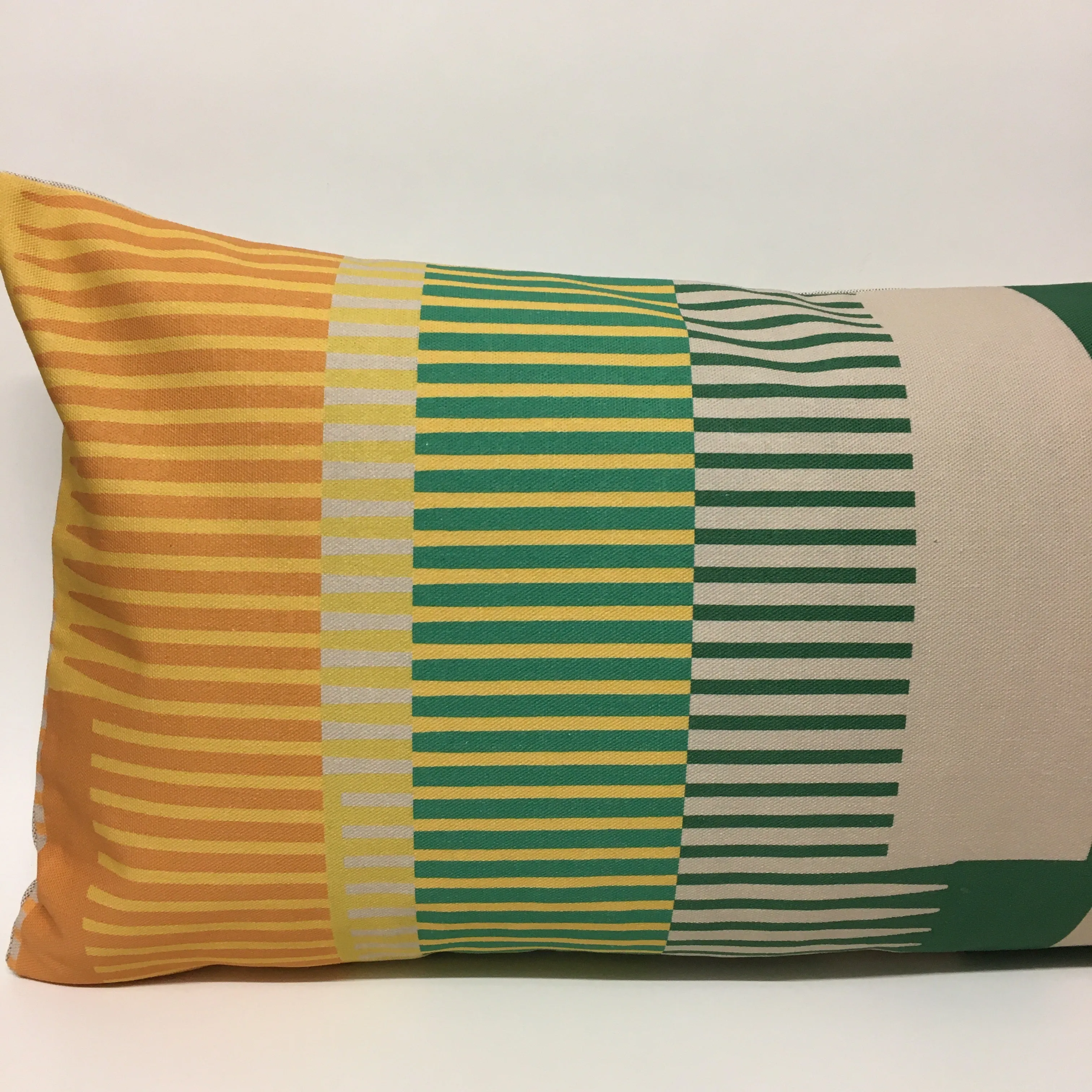 Combed Stripe Cushion - Bottle green, straw   mustard - Back in stock