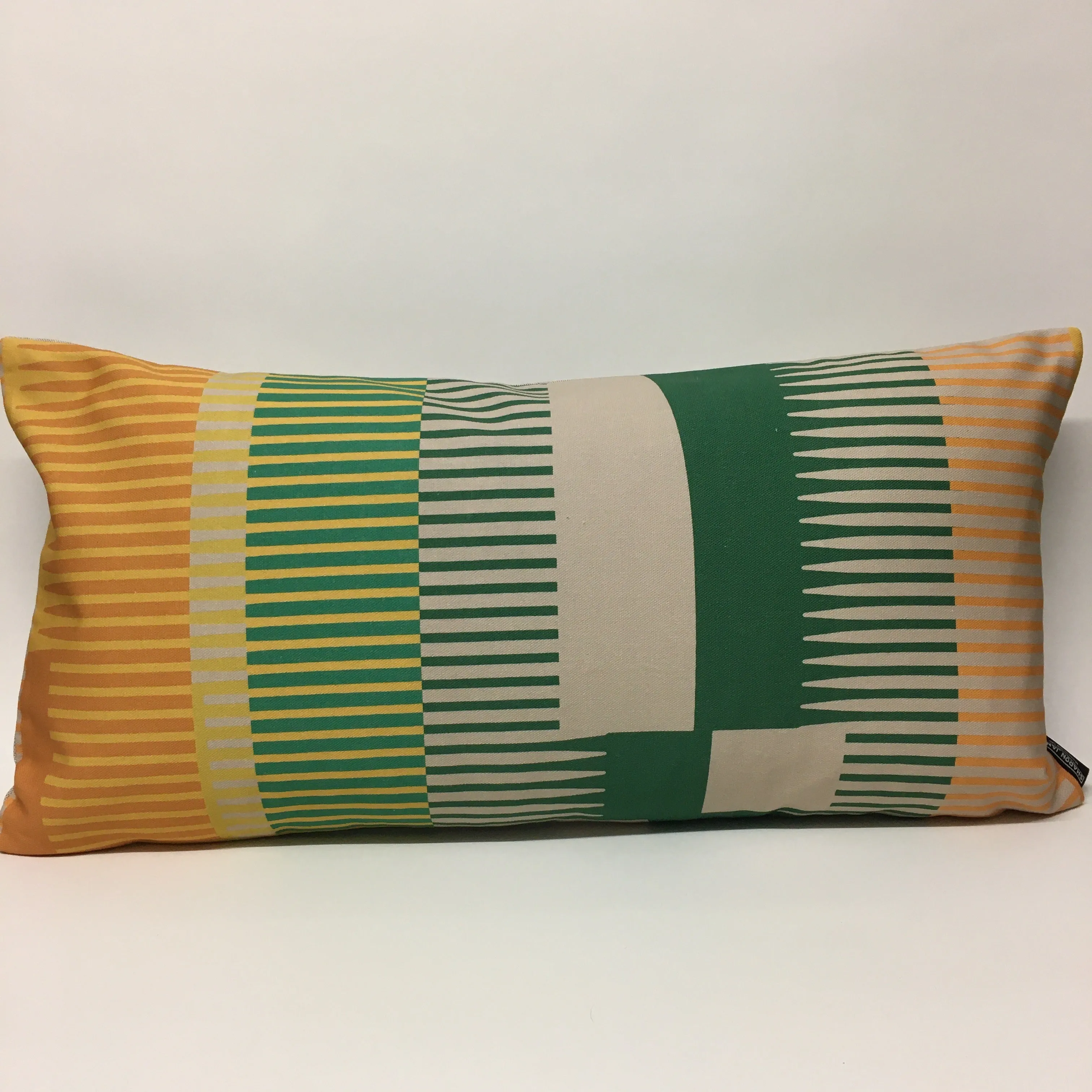 Combed Stripe Cushion - Bottle green, straw   mustard - Back in stock