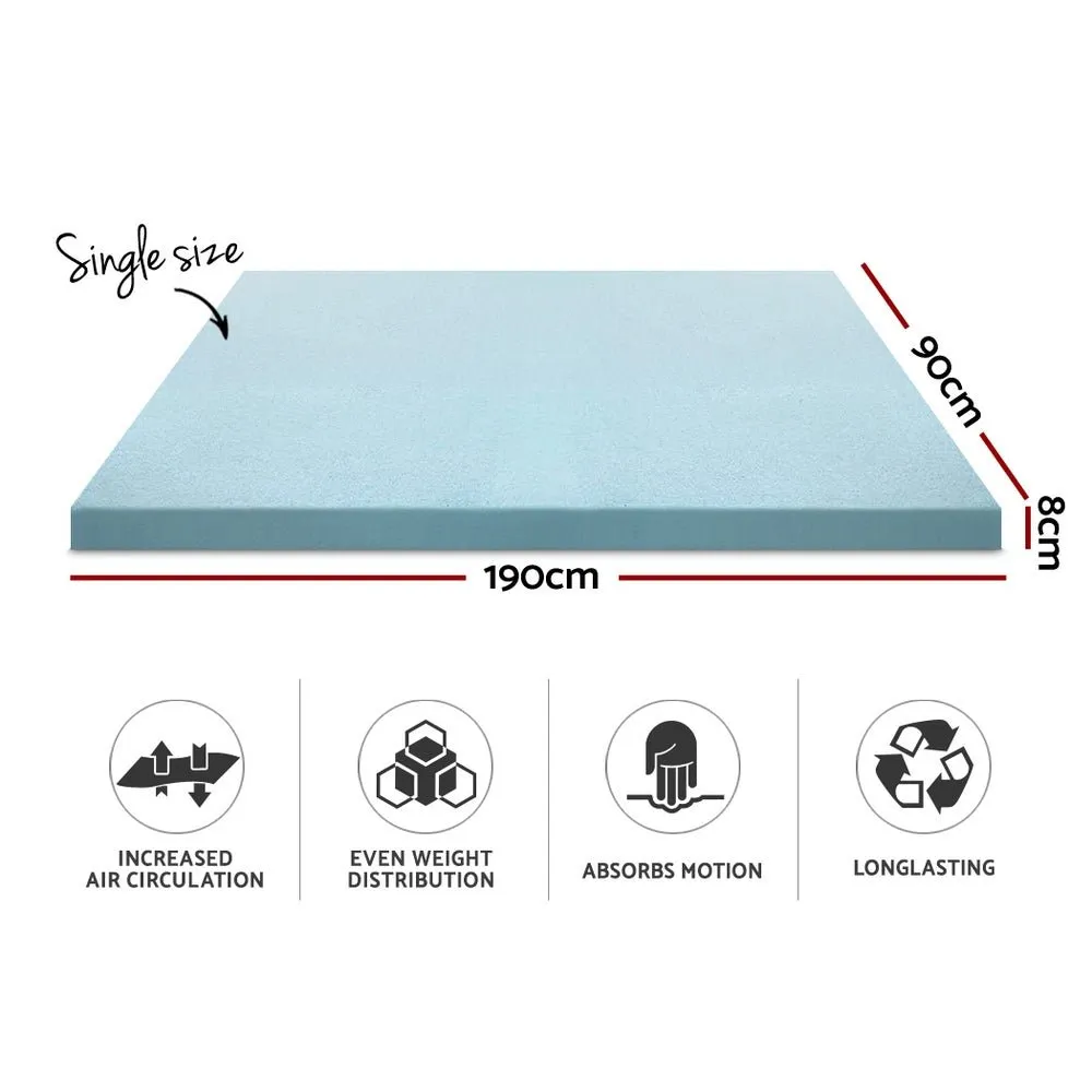 Cool Gel Memory Foam Mattress Topper w/Bamboo Cover 8cm - Single