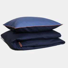 Cotton Sateen Duvet Cover Set Dusty Blue-Indigo