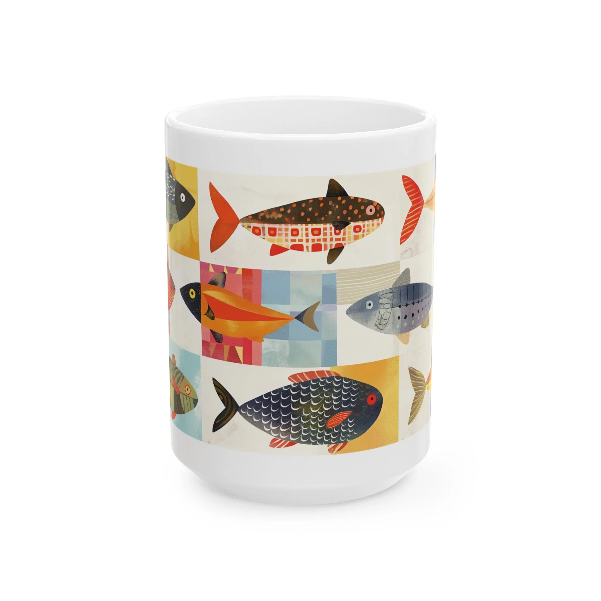 Cute Fish Mug, Aquarium Mug, Home Decor Mug, Tea Cup, Fish Drawing Mug, Coffee Mug, Colorful Fish Mug, House Warming Gift, Fish Tank Mug