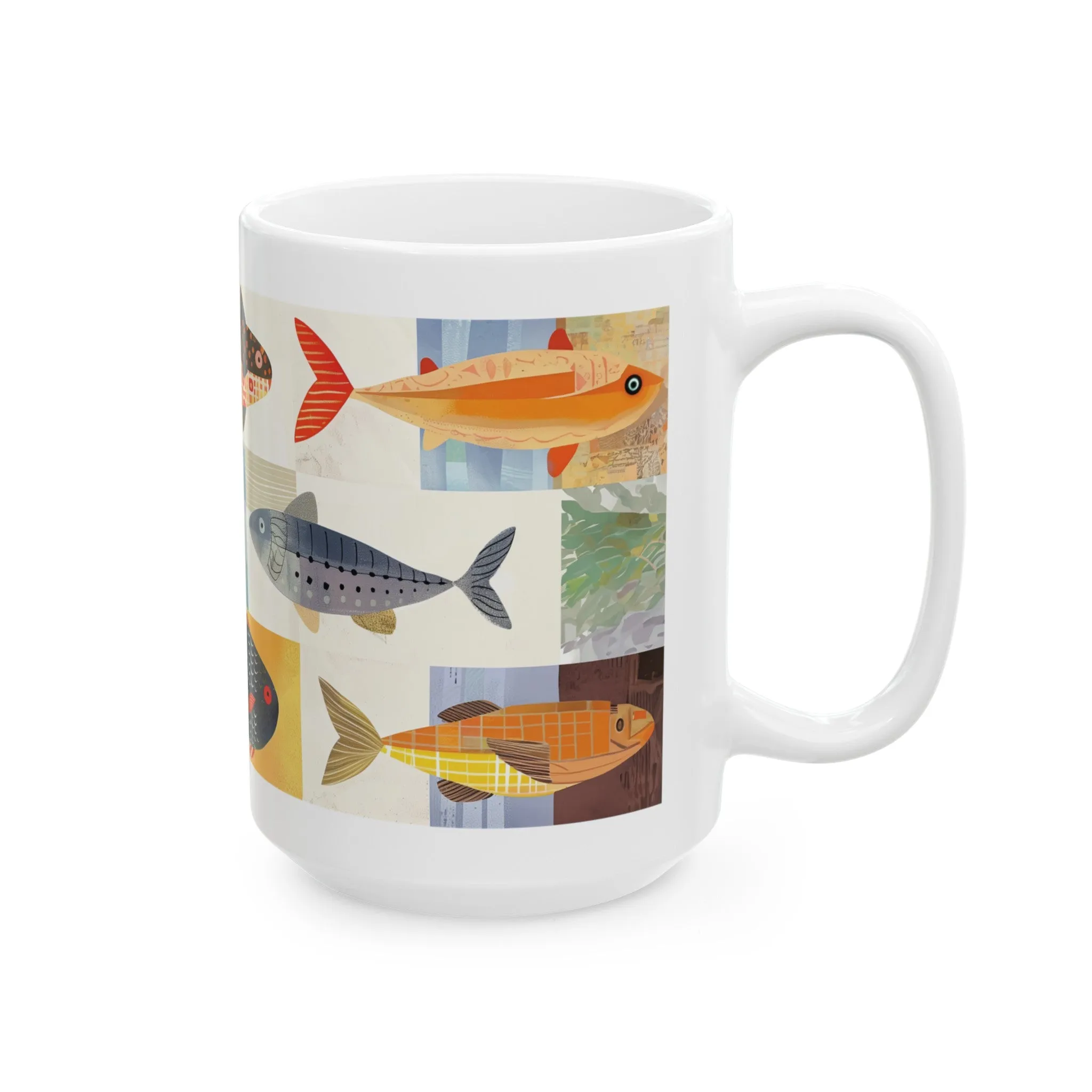 Cute Fish Mug, Aquarium Mug, Home Decor Mug, Tea Cup, Fish Drawing Mug, Coffee Mug, Colorful Fish Mug, House Warming Gift, Fish Tank Mug