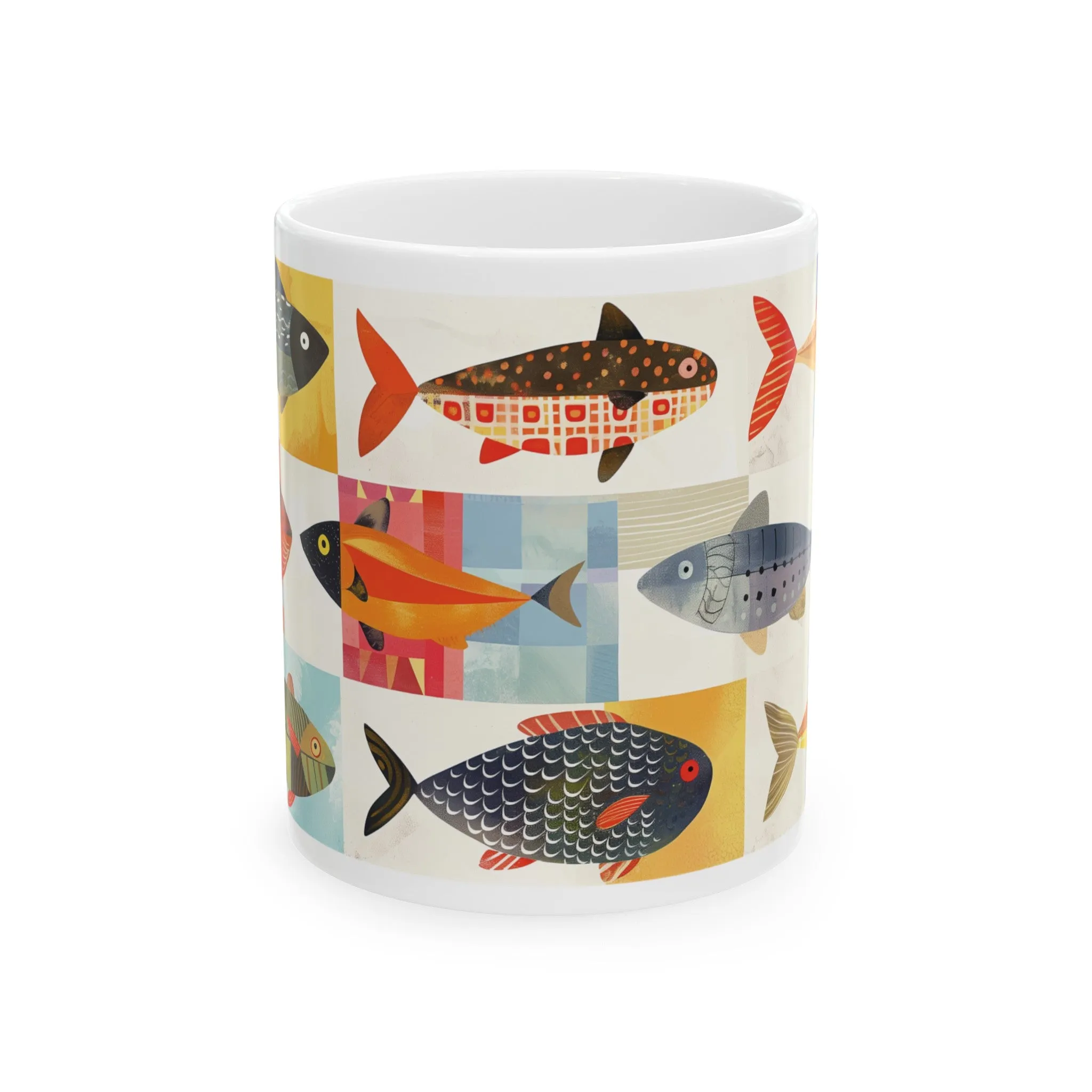 Cute Fish Mug, Aquarium Mug, Home Decor Mug, Tea Cup, Fish Drawing Mug, Coffee Mug, Colorful Fish Mug, House Warming Gift, Fish Tank Mug