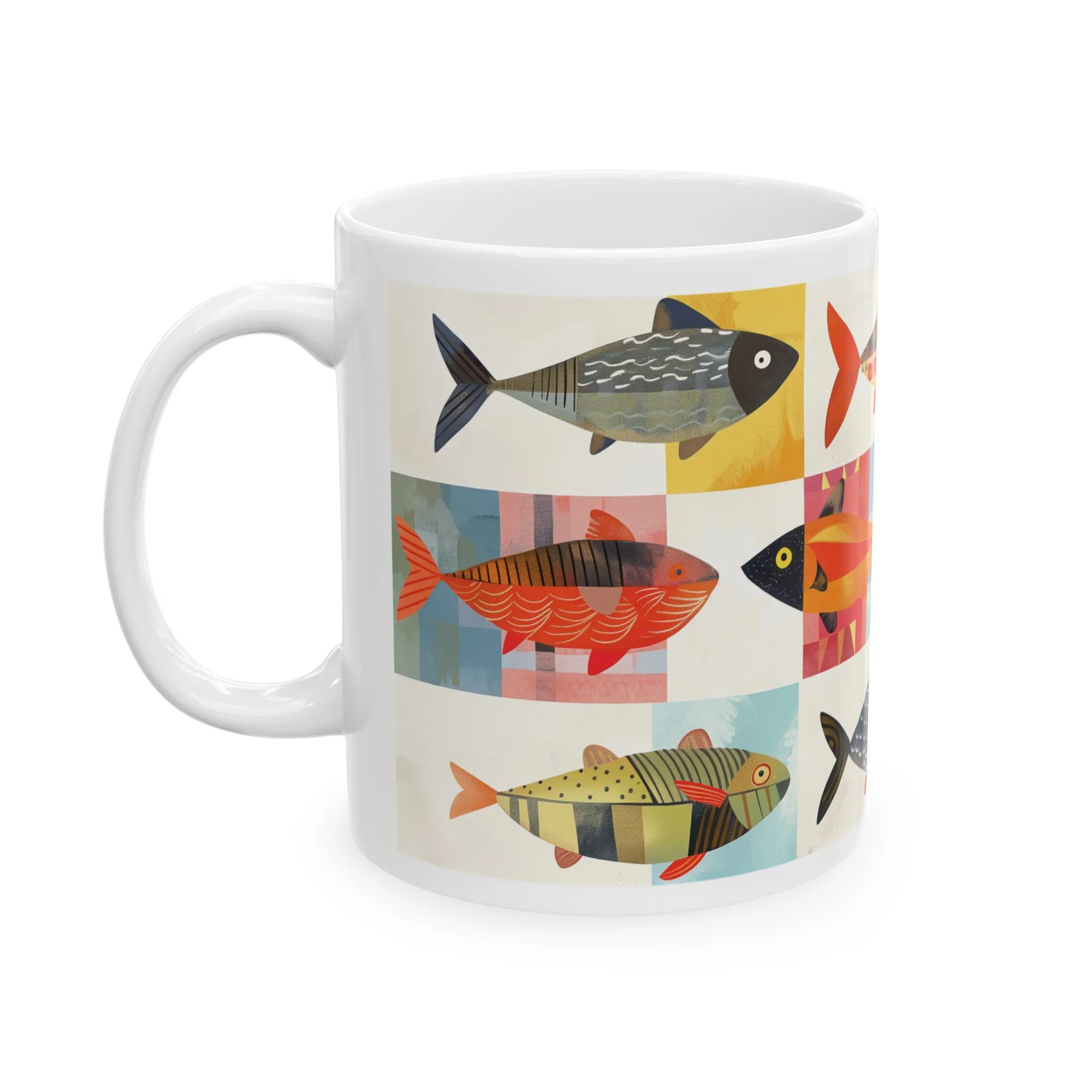 Cute Fish Mug, Aquarium Mug, Home Decor Mug, Tea Cup, Fish Drawing Mug, Coffee Mug, Colorful Fish Mug, House Warming Gift, Fish Tank Mug