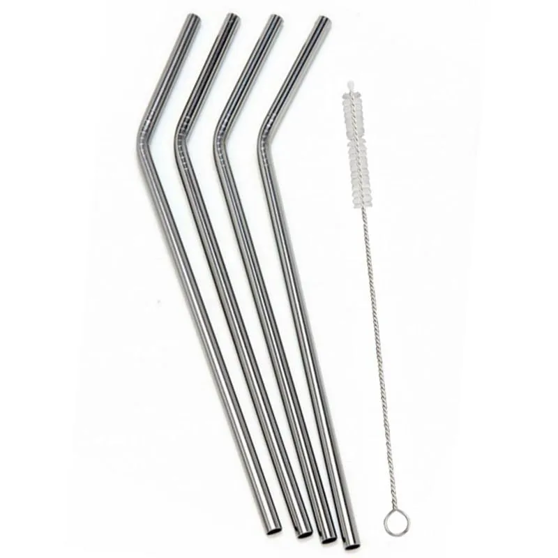 Danesco Reusable Stainless Steel Straws 4-Pack