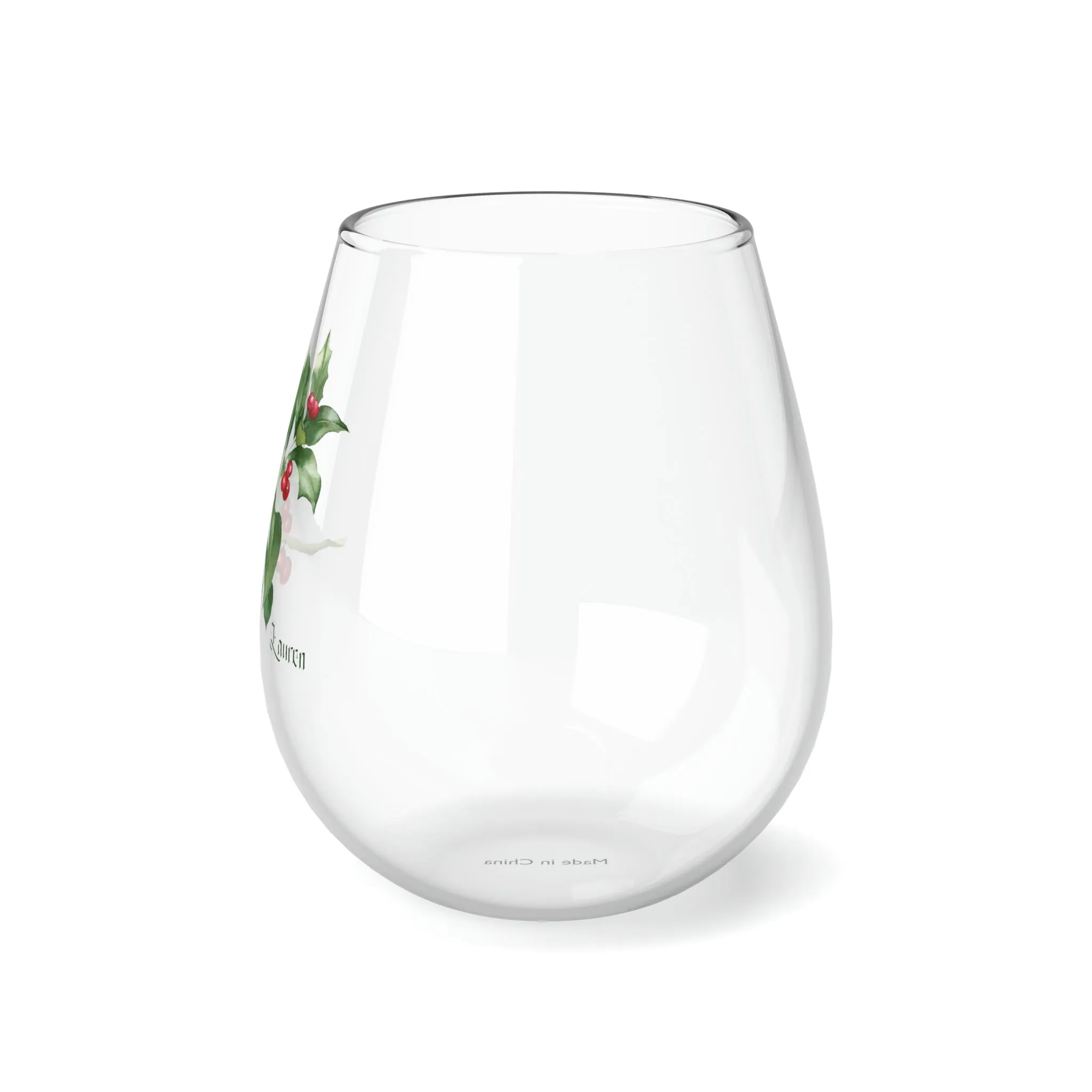 December PERSONALIZED Birth Flower Wine Glass, Birth Flower Gifts, Birth Flower wine glass, Birth Flower Gifts for Women, Gift for coworker, sister gift, birthday gift, Valentine gift, Stemless Wine Glass, 11.75oz