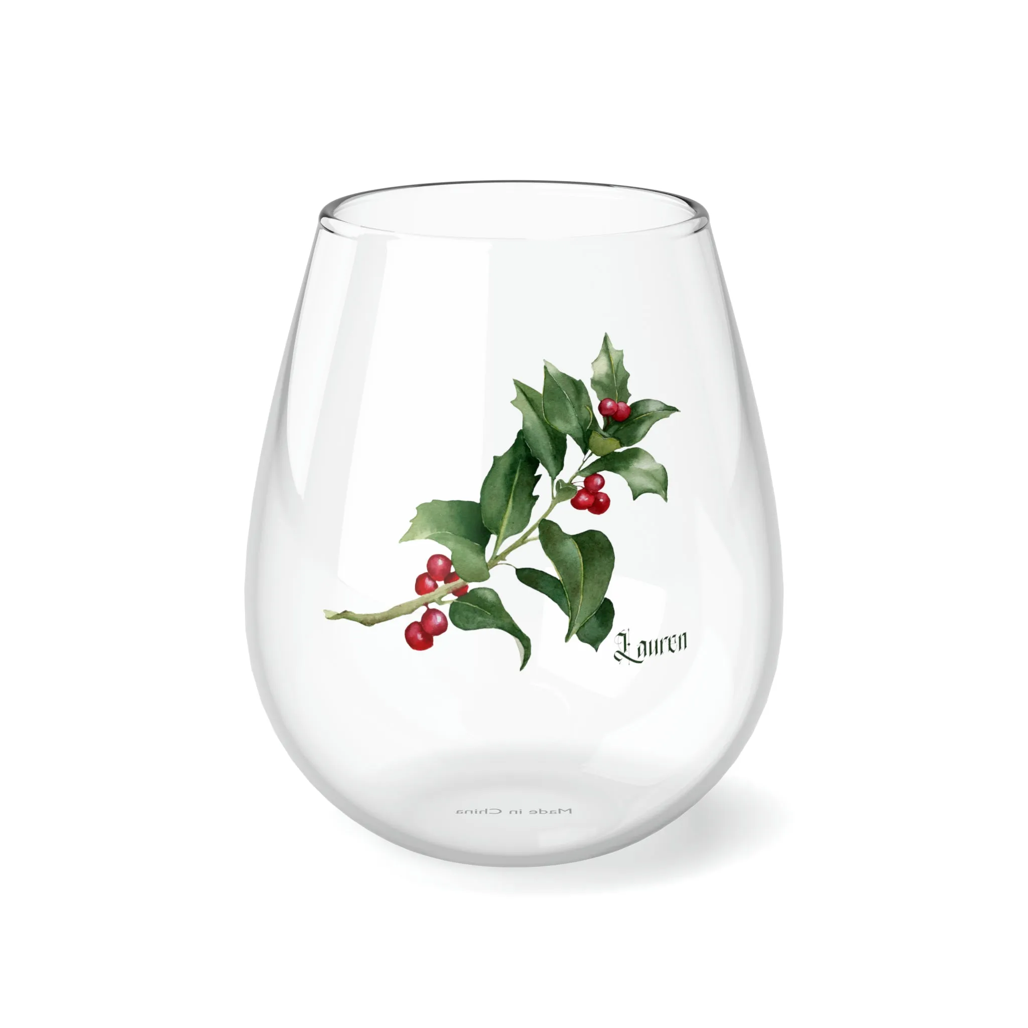 December PERSONALIZED Birth Flower Wine Glass, Birth Flower Gifts, Birth Flower wine glass, Birth Flower Gifts for Women, Gift for coworker, sister gift, birthday gift, Valentine gift, Stemless Wine Glass, 11.75oz