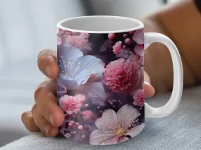 Delicate Pink Wildflowers Coffee Mug, Floral Mug, Ceramic Mug, Wildflower Mug, Gifts for Her, Gifts for Women