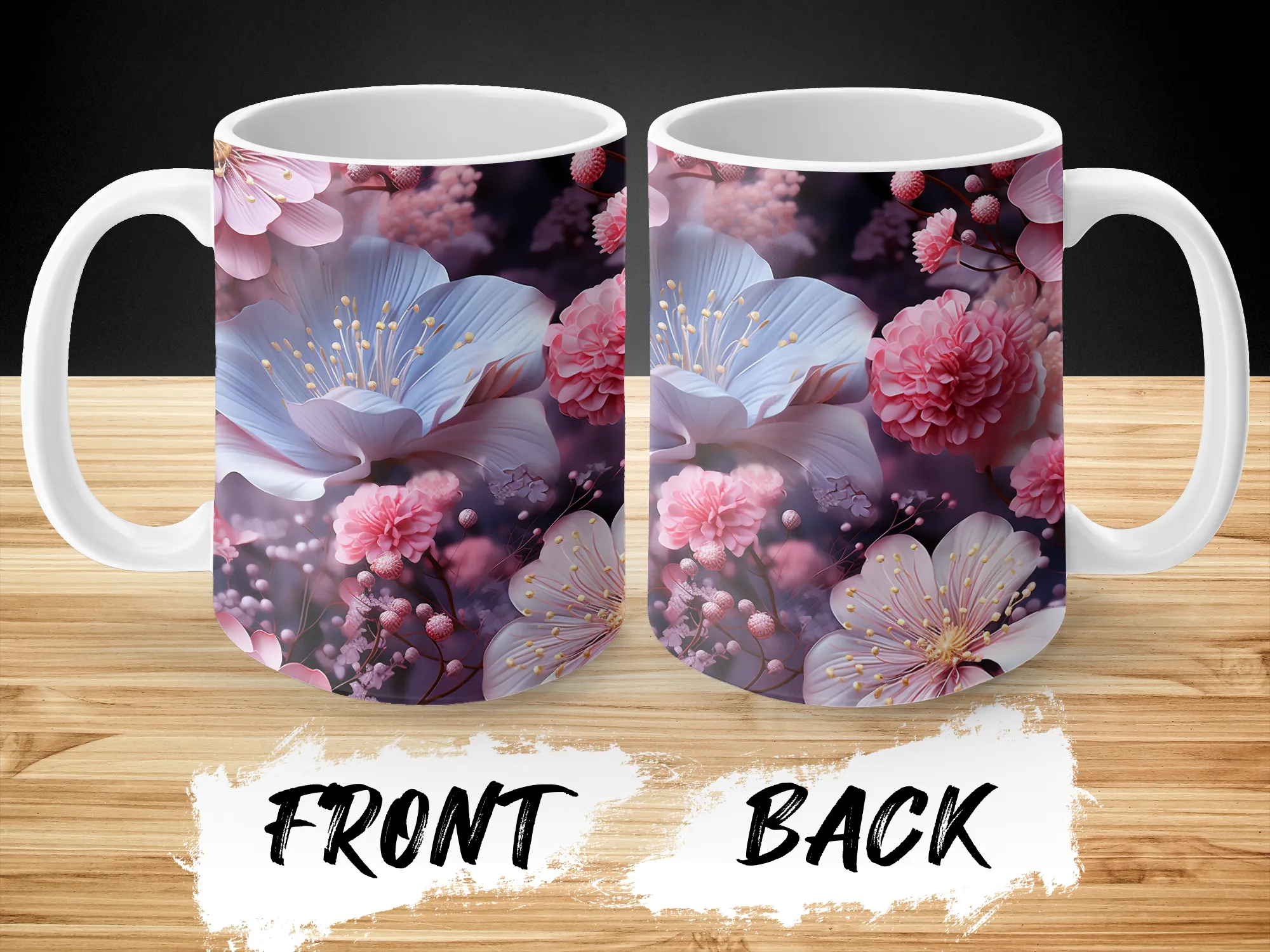 Delicate Pink Wildflowers Coffee Mug, Floral Mug, Ceramic Mug, Wildflower Mug, Gifts for Her, Gifts for Women