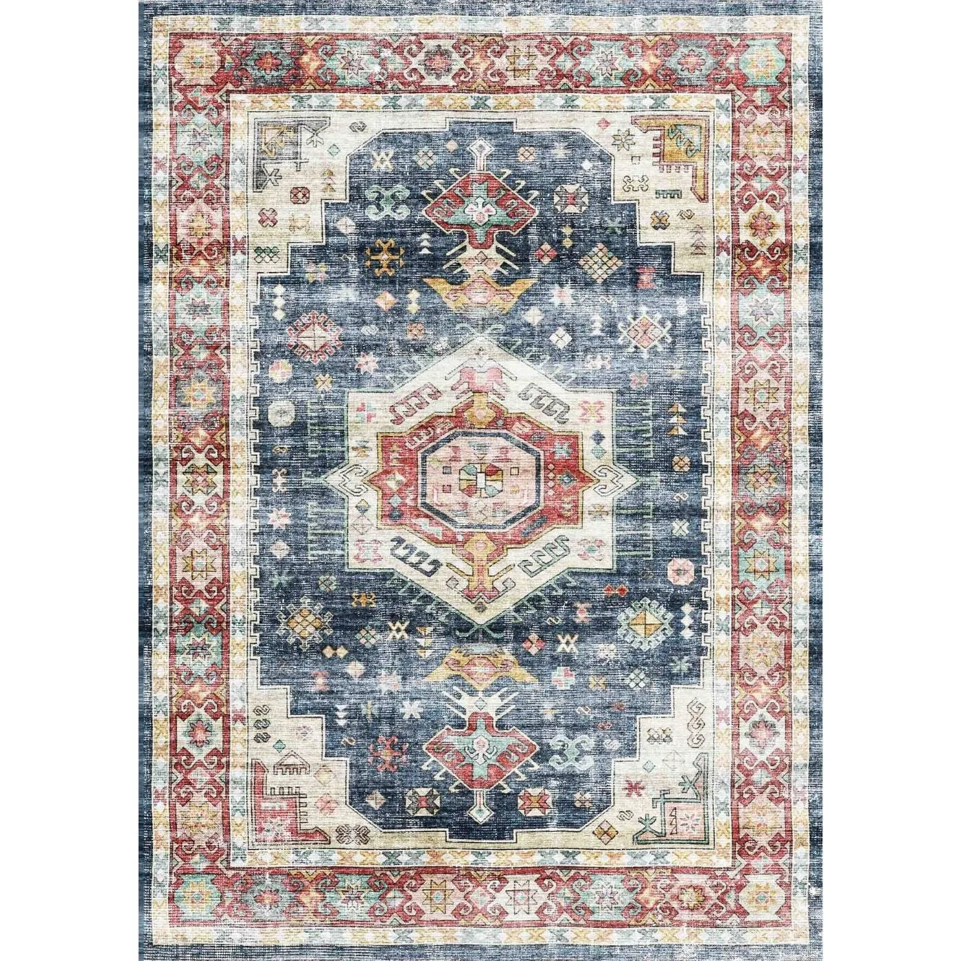 Dilara Multi Color Red Blue Rug