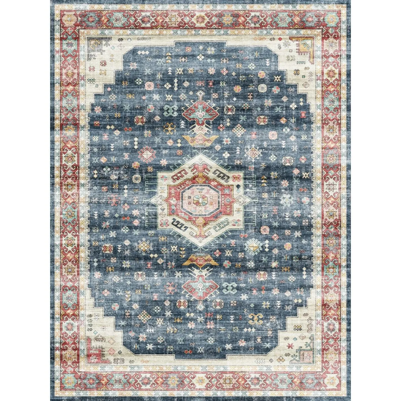 Dilara Multi Color Red Blue Rug