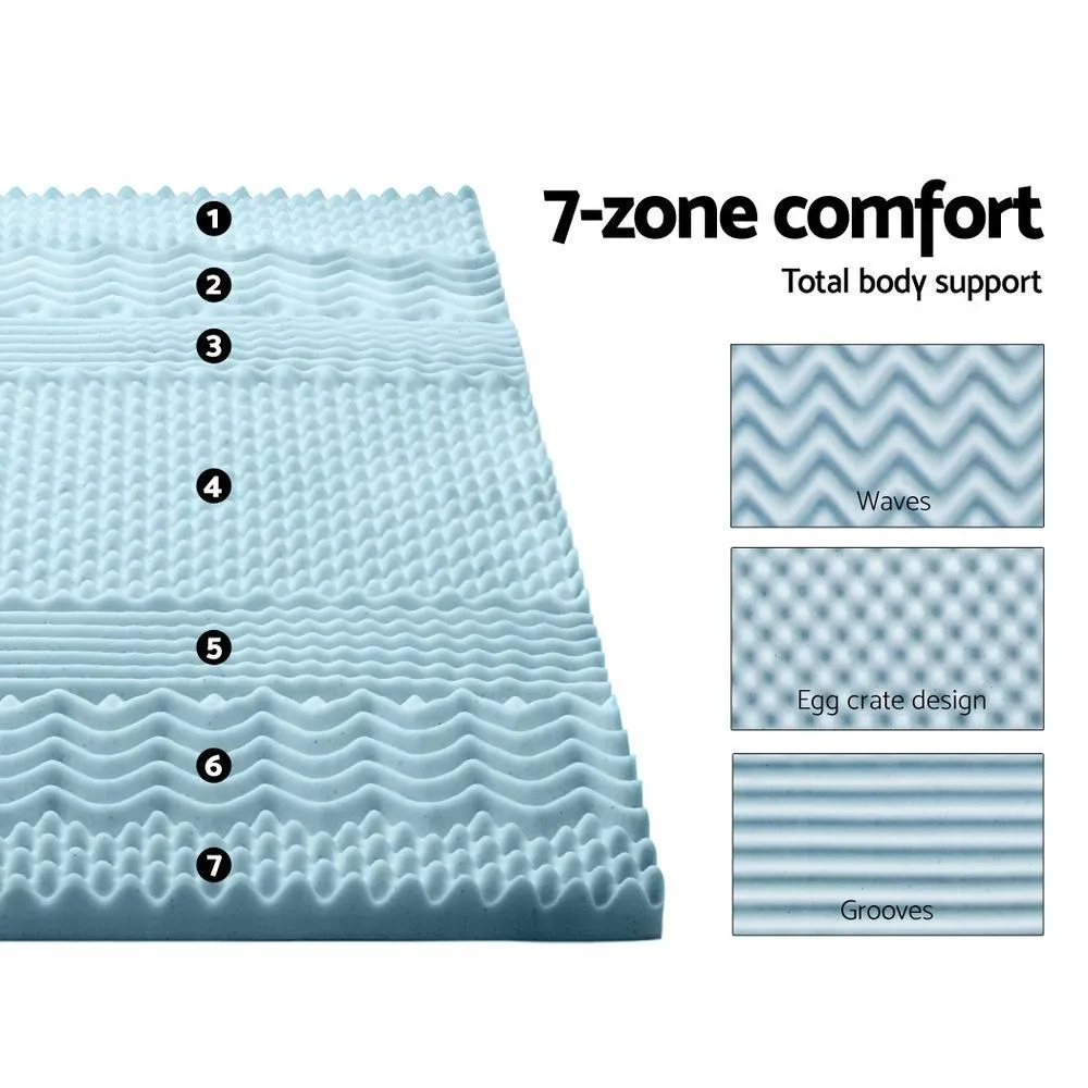 Double Size | Cool Gel 7-zone Memory Foam Mattress Topper w/Bamboo Cover 5cm