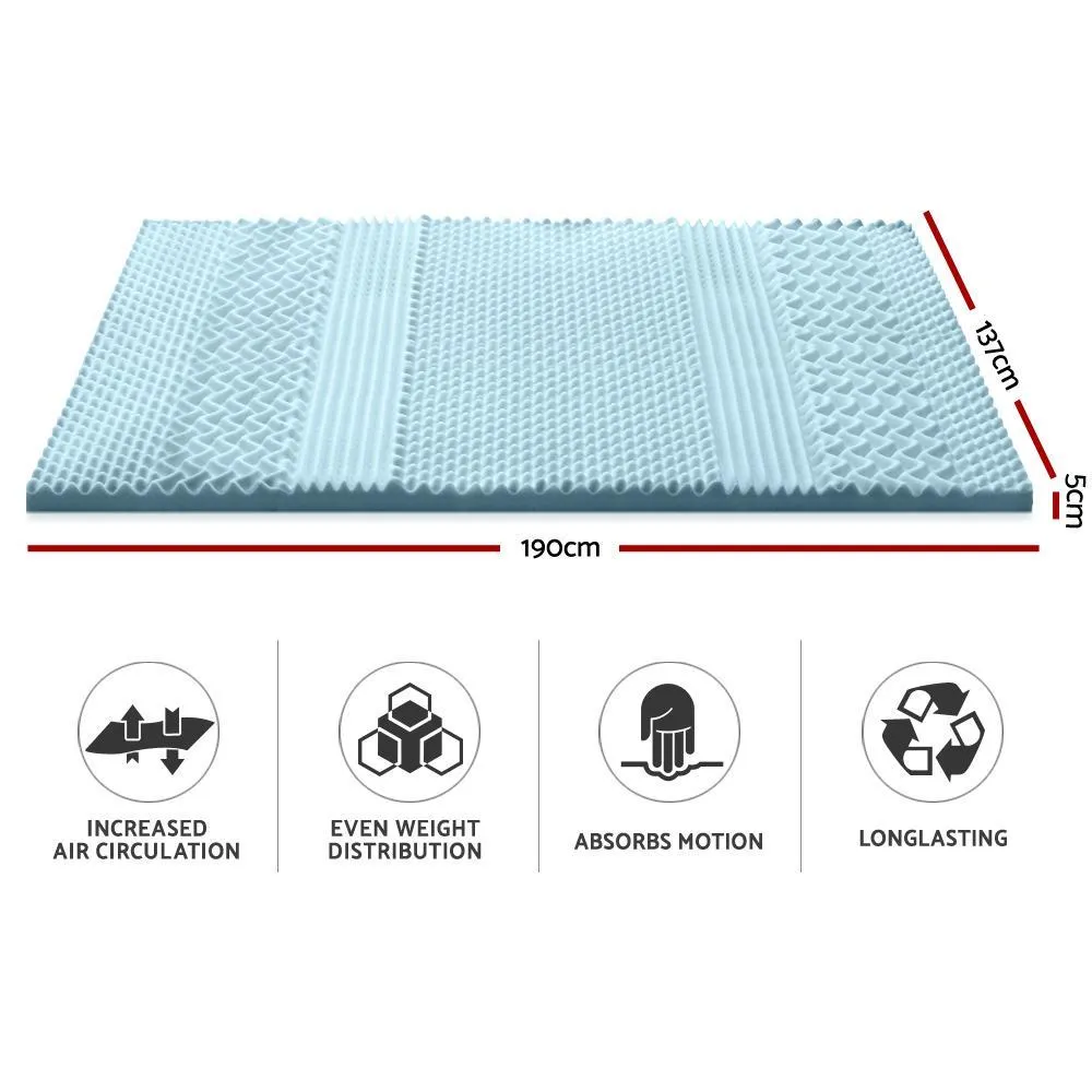 Double Size | Cool Gel 7-zone Memory Foam Mattress Topper w/Bamboo Cover 5cm