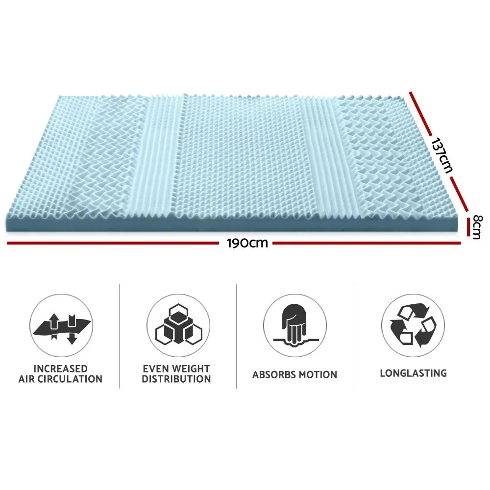 Double Size | Cool Gel 7-zone Memory Foam Mattress Topper w/Bamboo Cover 8cm