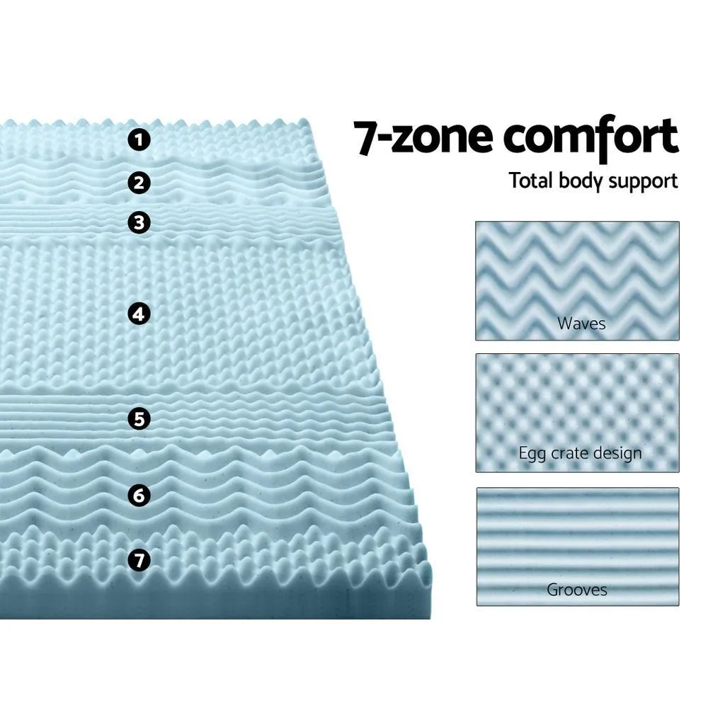 Double Size | Cool Gel 7-zone Memory Foam Mattress Topper w/Bamboo Cover 8cm