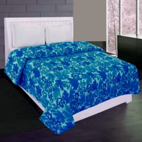 Dua Fashion Hub Leaf Print Woollen Quilt(Razai) Cover(Double Blanket/Quilt)(90x85 CM Blue)