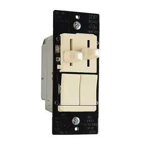 Dual Slide LED Dimmer and 3-Speed Fan Control, Single Pole or 3 Way, Preset, Light Almond