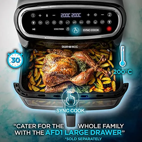 Duronic Air Fryer AF24, 9L Large Dual Zone Family Sized Cooke