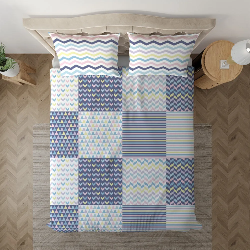 Duvet cover with matching Pillow cases | Luxury Bedding set | Twin, Queen, King Sizes | Geometric Pastel