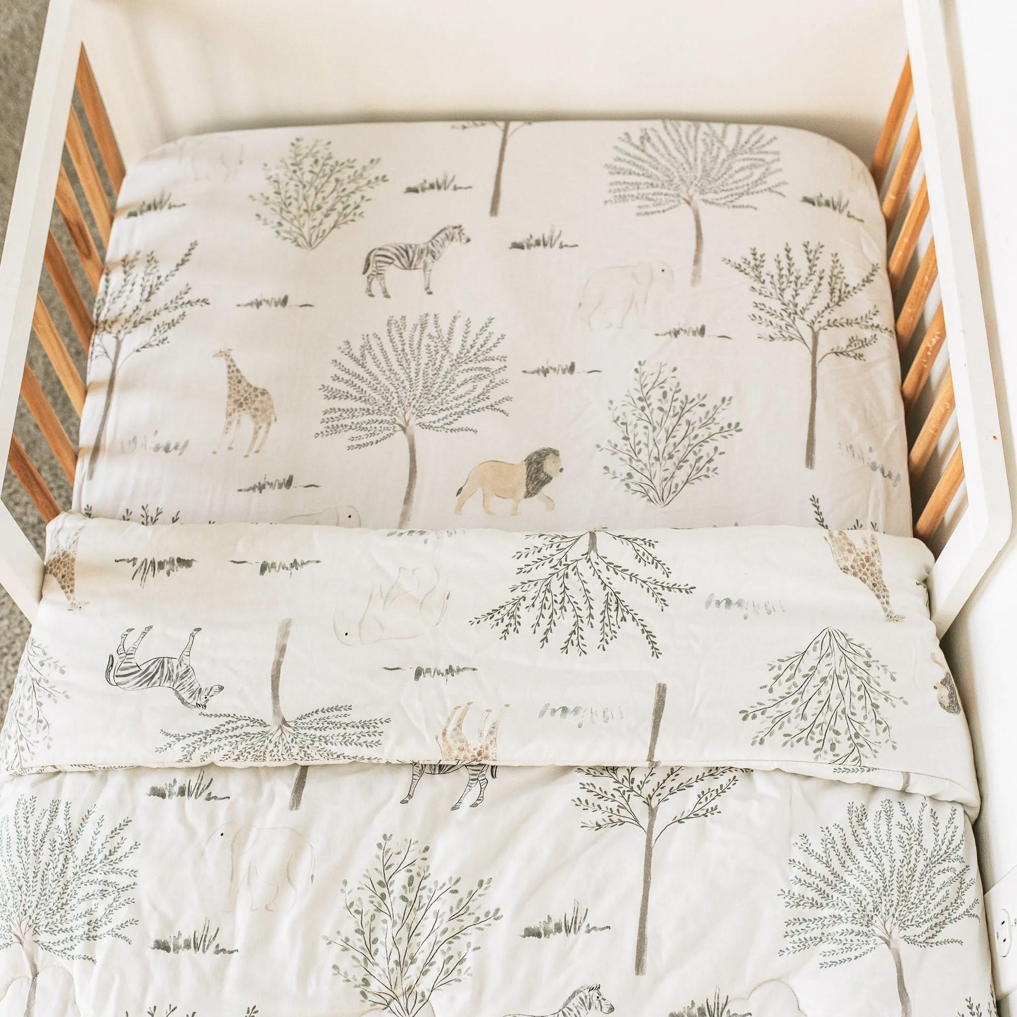 Duvet   Fitted Crib Sheet Set - Safari Wonders