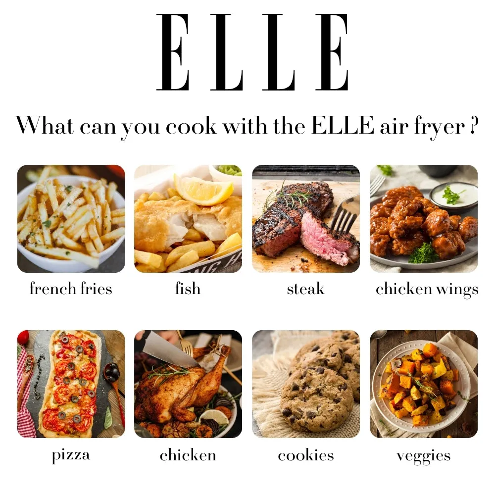 ELLE Air Fryer in Grey & Rose Gold, Dual Basket