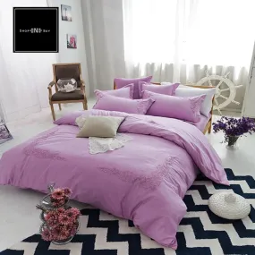 Embroidered Duvet 8 Pieces -Light Purple