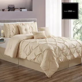 Embroidered Pintuck Duvet 8 Pieces - Ivory