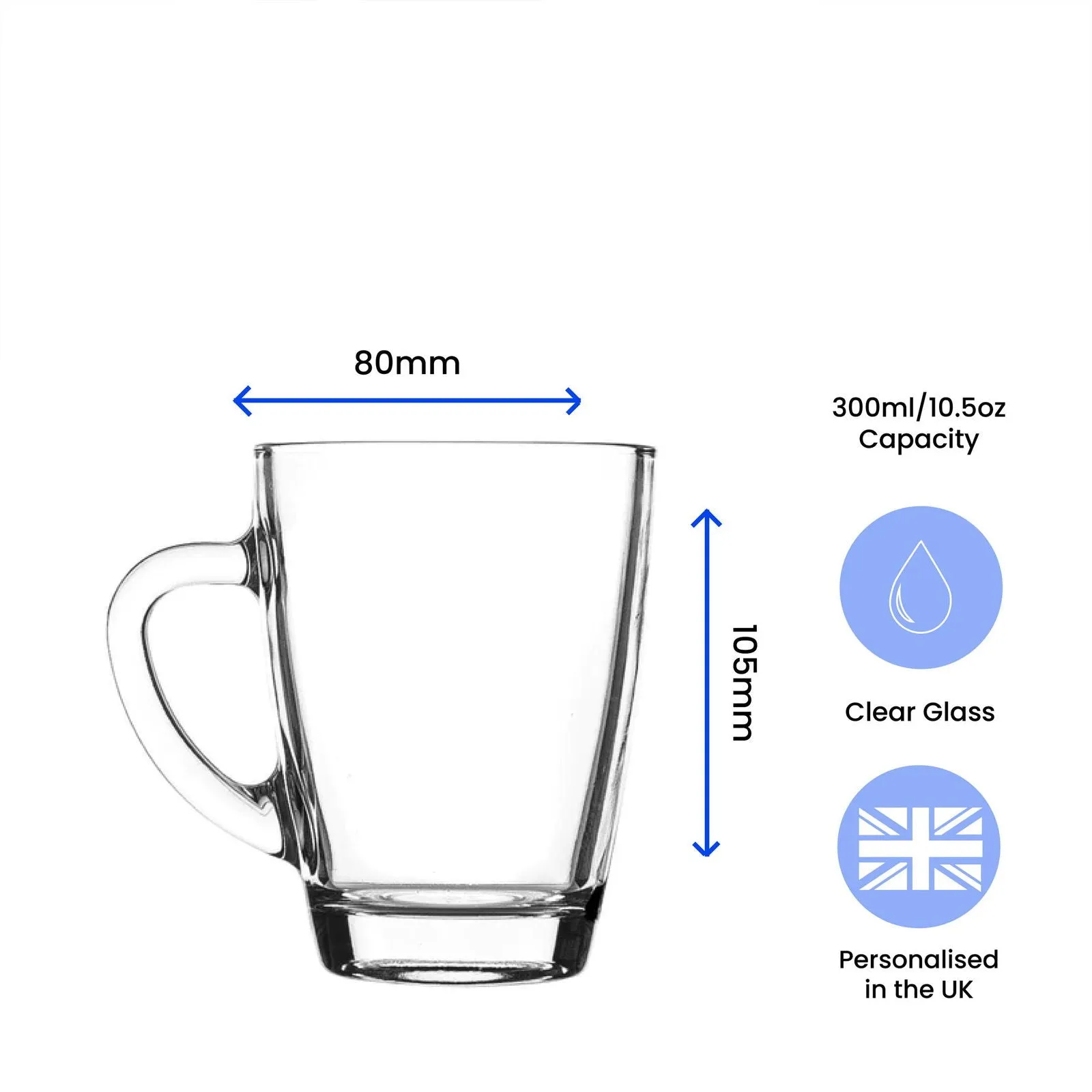 Engraved 300ml Glass Coffee Cup