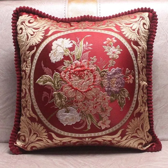 European Style Jacquard Elegant Floral Decorative Cushion Covers