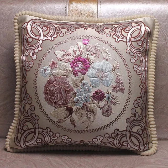 European Style Jacquard Elegant Floral Decorative Cushion Covers