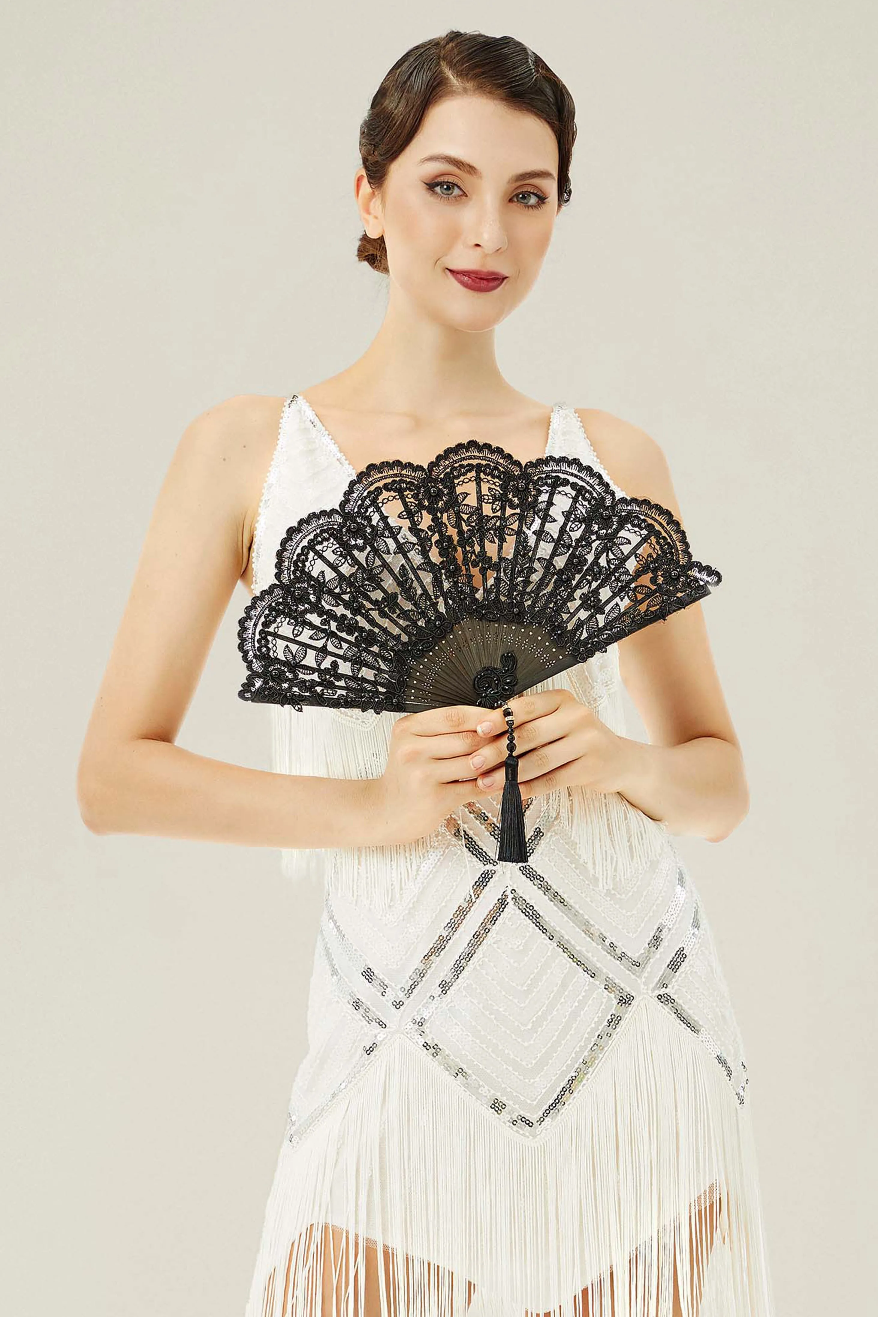 Exquisite Non-Foldable Lace Fan