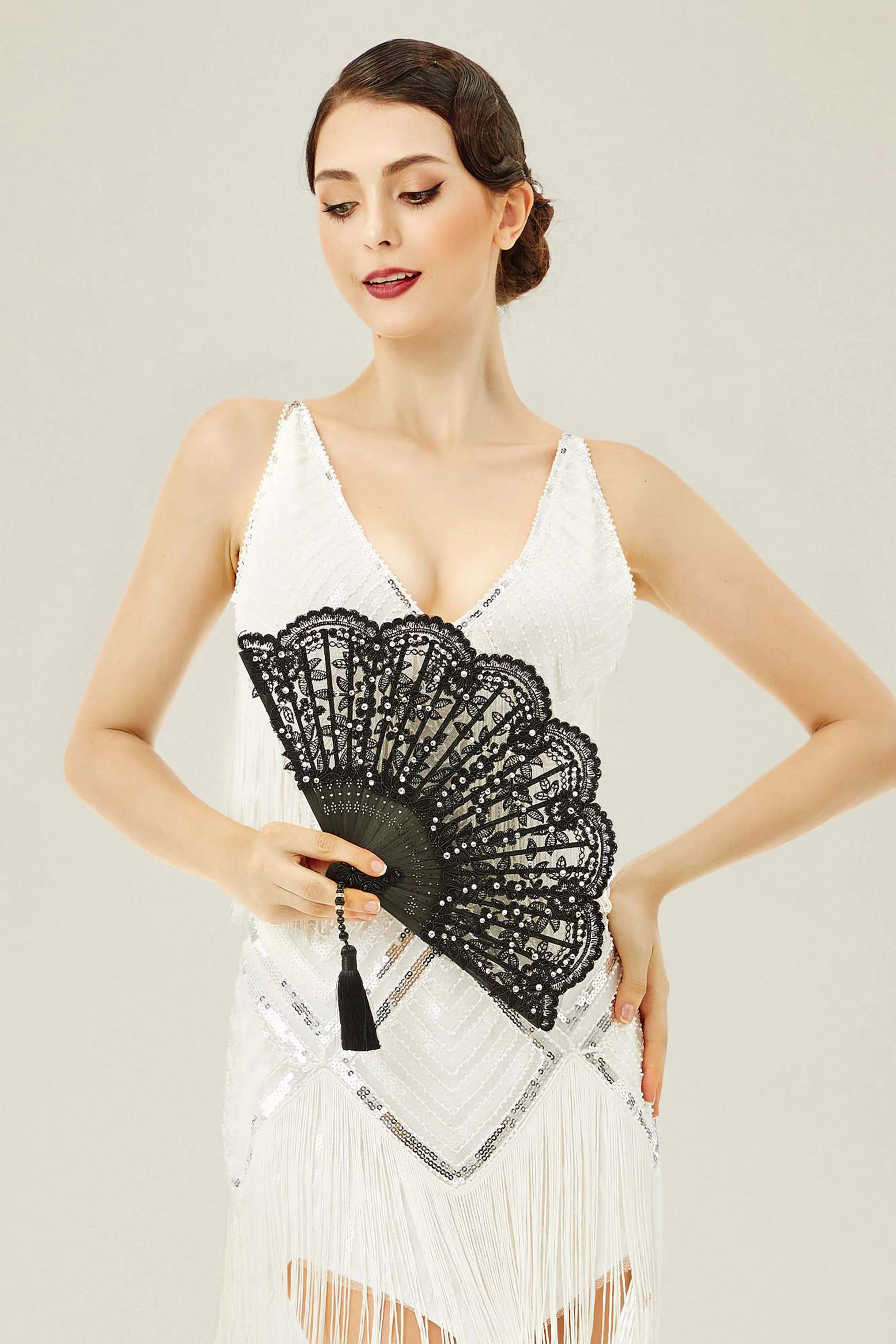 Exquisite Non-Foldable Lace Fan